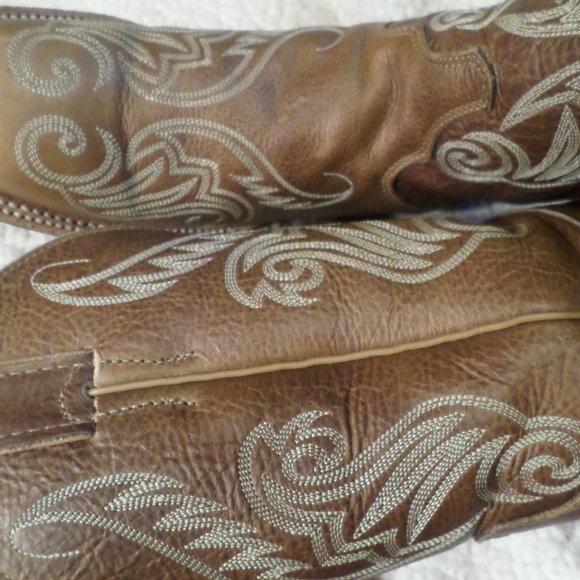 WOMEN PREOWN JUSTIN LEATHER COWGIRL BOOTS BRWN-sz 6.5 B - Picture 5 of 13